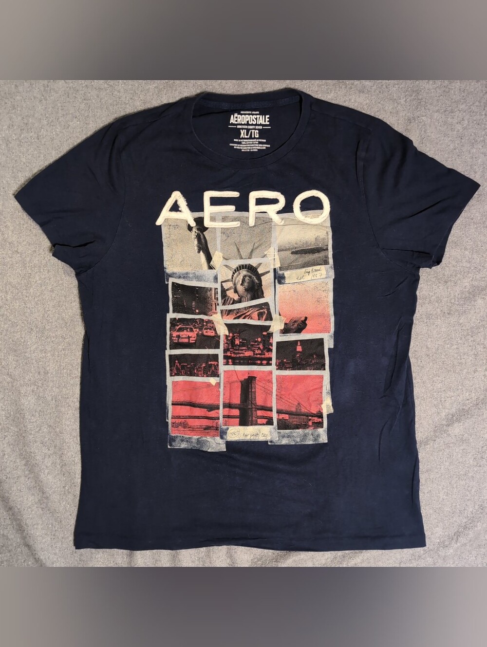 Aeropostale New York City Graphic T Shirt Navy Blue XL Y2K Streetwear